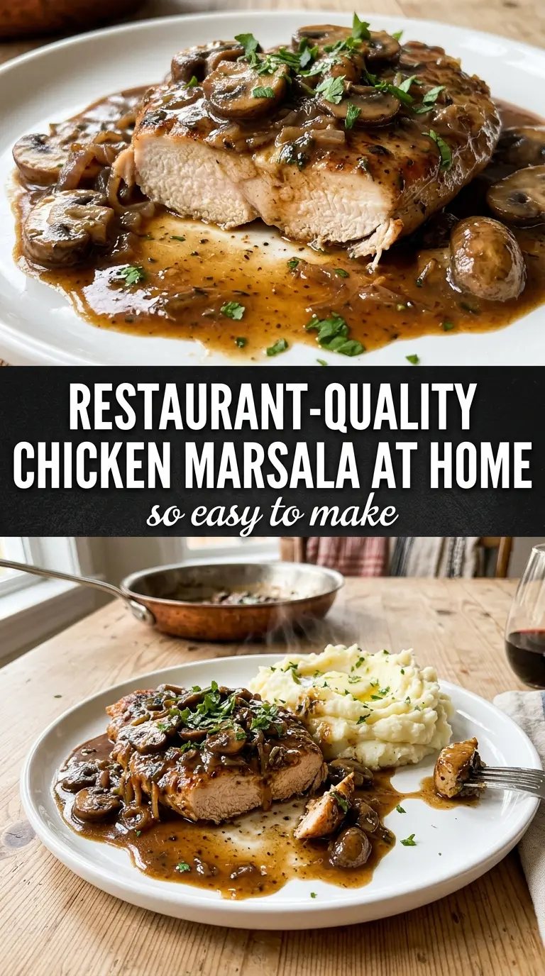 Chicken Marsala tender cutlets savory mushrooms