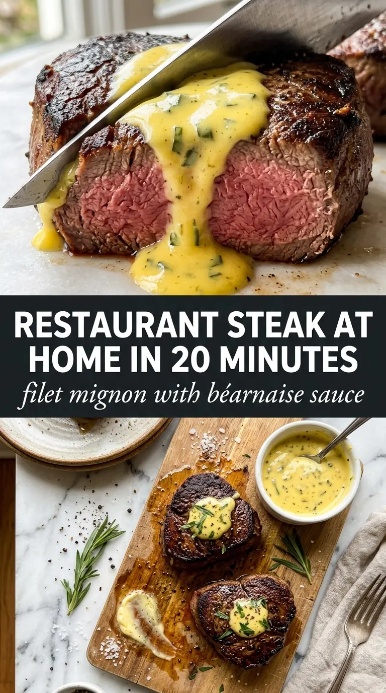 Filet mignon with béarnaise sauce, steakhouse dinner, creamy herb sauce