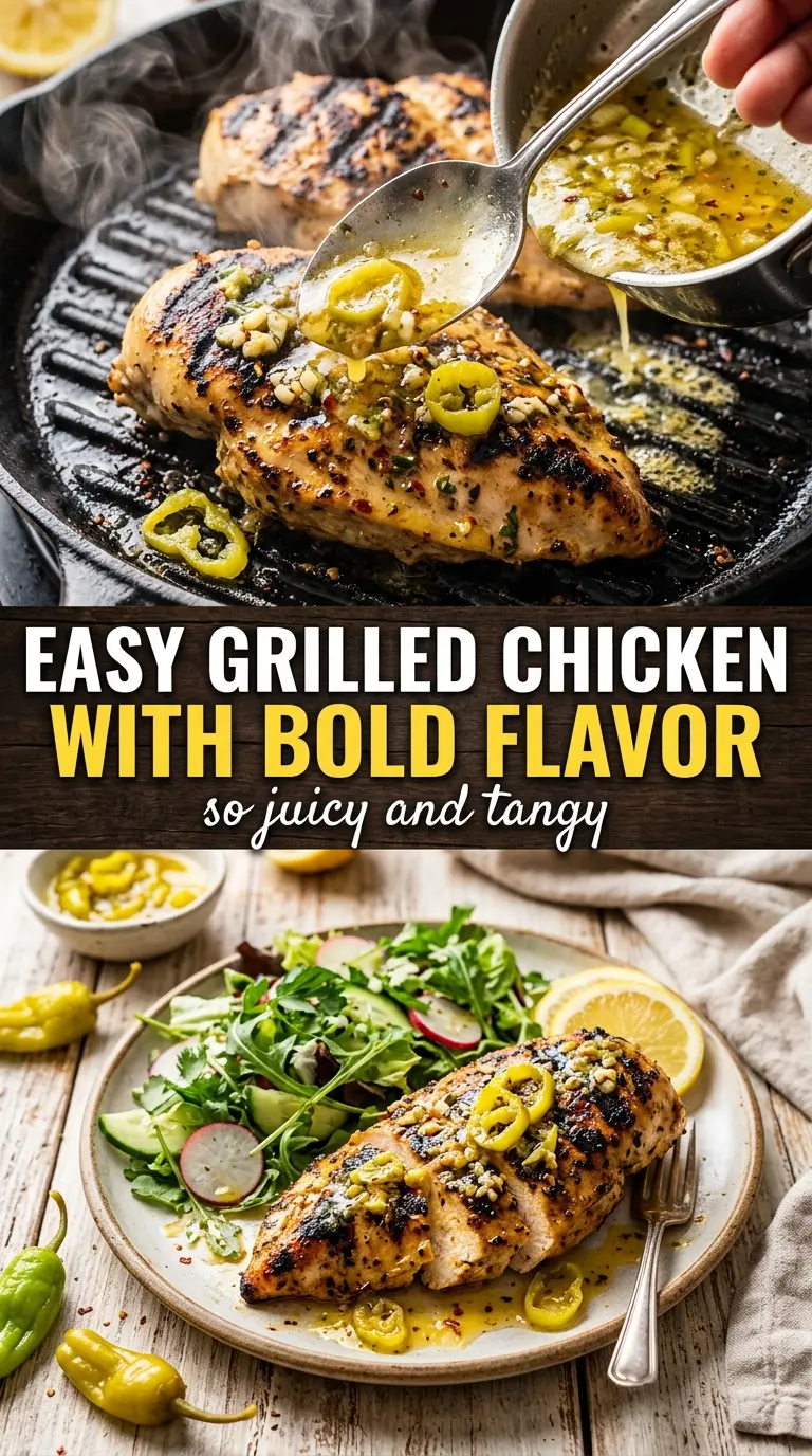 Grilled Chicken with Pepperoncini Garlic Butter tangy buttery juicy