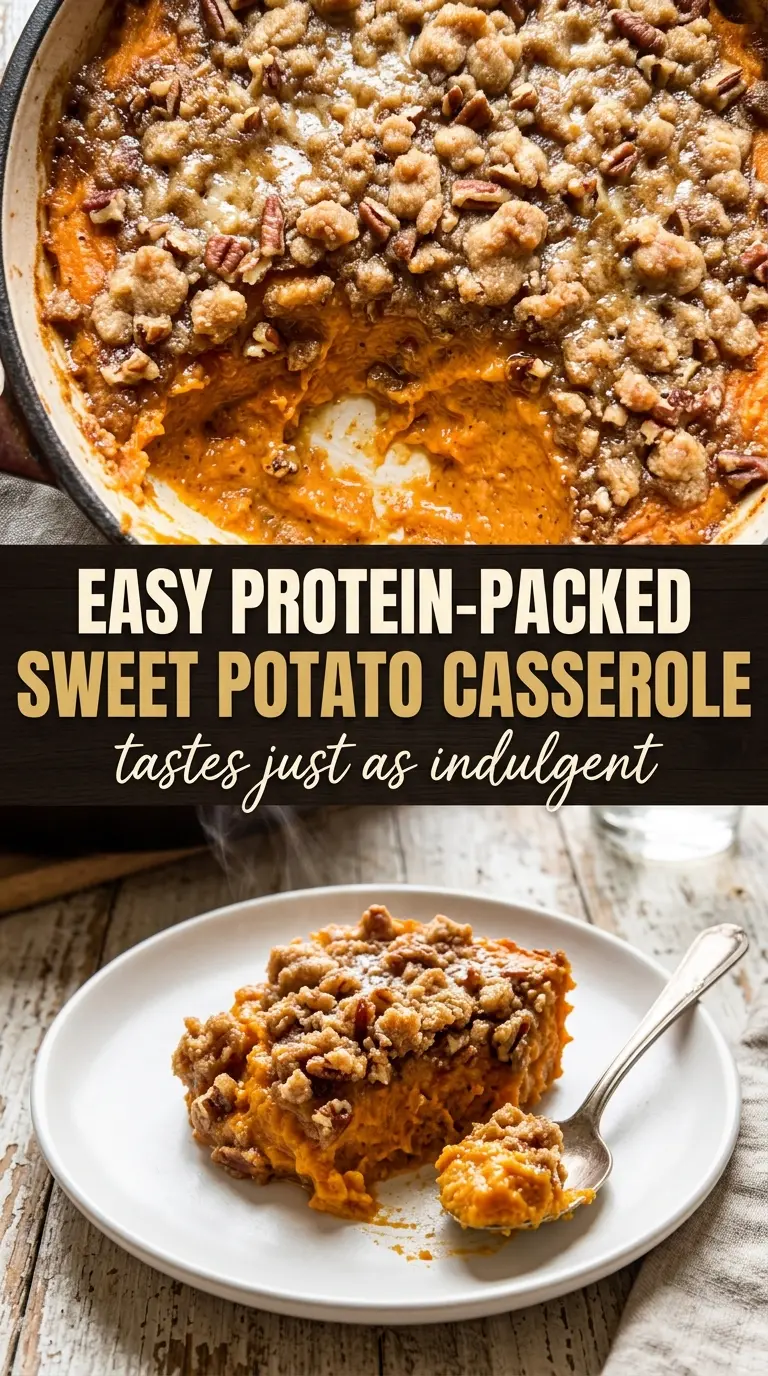 High-Protein Sweet Potato Casserole creamy crunchy comforting