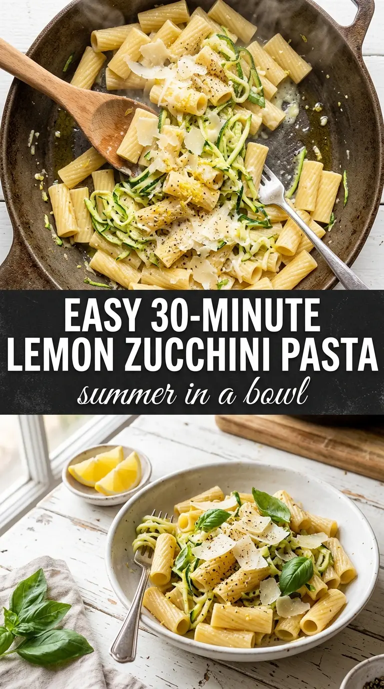 Lemon Zucchini Rigatoni With Parmesan bright lemony pasta, tender zucchini, parmesan