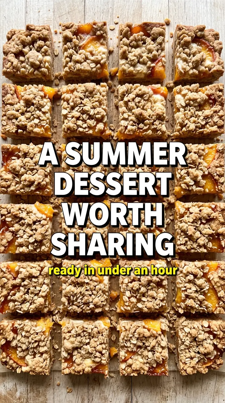 Peaches and Cream Crumble Bars juicy creamy buttery