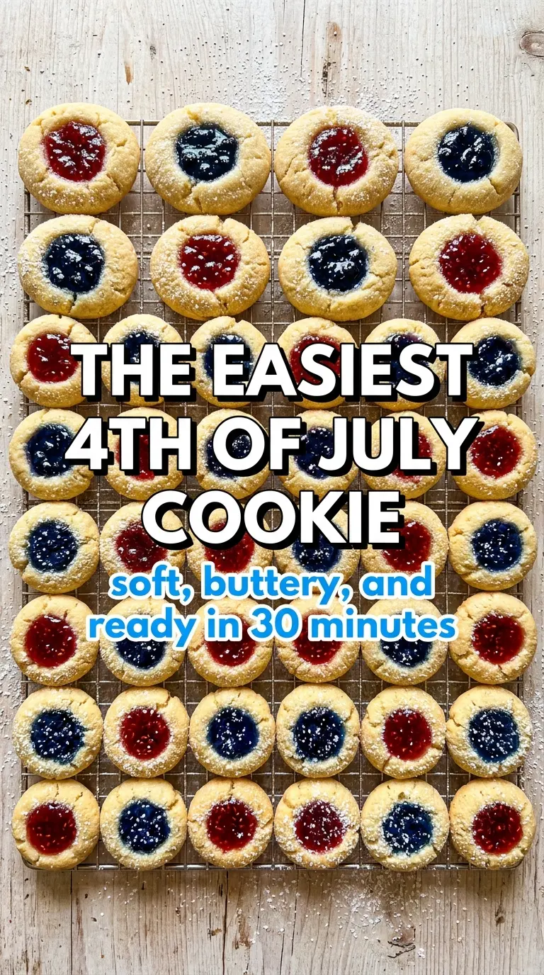 Red White and Blue Thumbprint Cookies with a Cake mix
