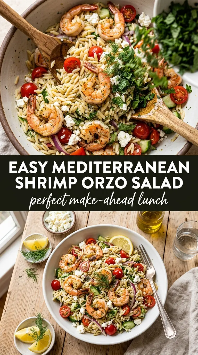 Shrimp Orzo Salad with Feta and Herbs bright Mediterranean lunch
