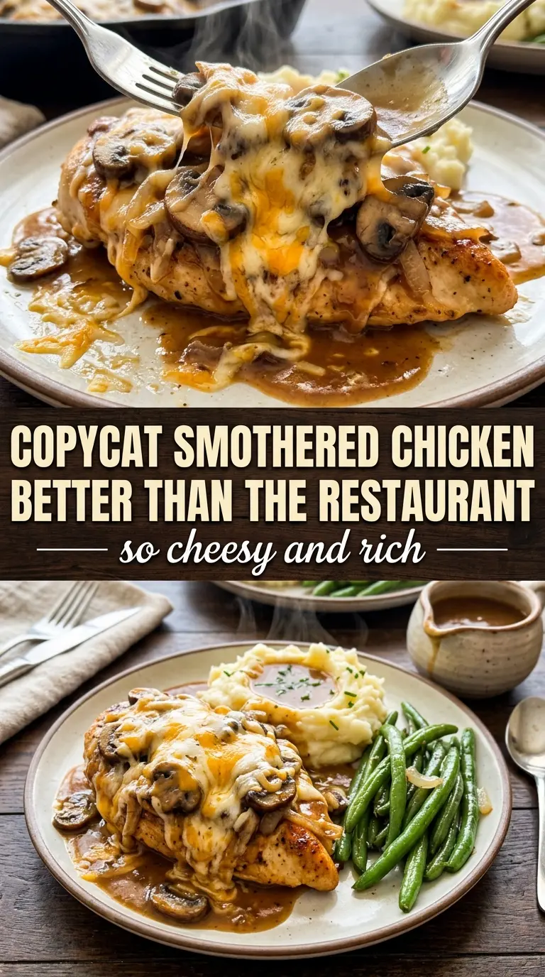 Texas Roadhouse Smothered Chicken Copycat juicy cheesy bacon