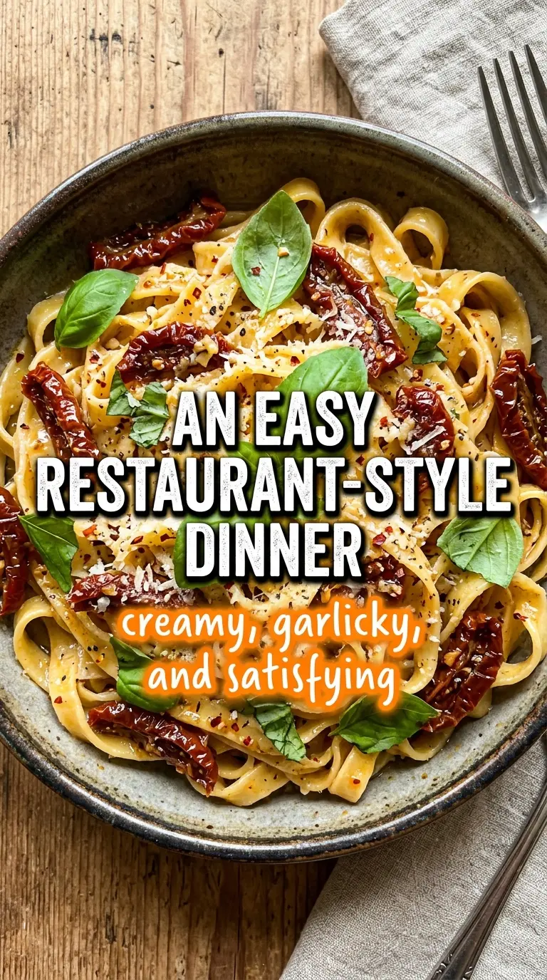 Creamy Garlic Butter Sun-Dried Tomato Pasta
