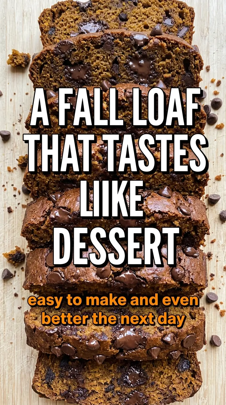 Fudgy Pumpkin Chocolate Chip Bread moist chocolatey spiced