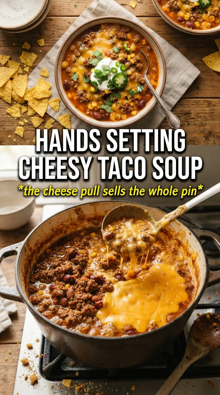 Cheesy taco soup creamy beefy melty