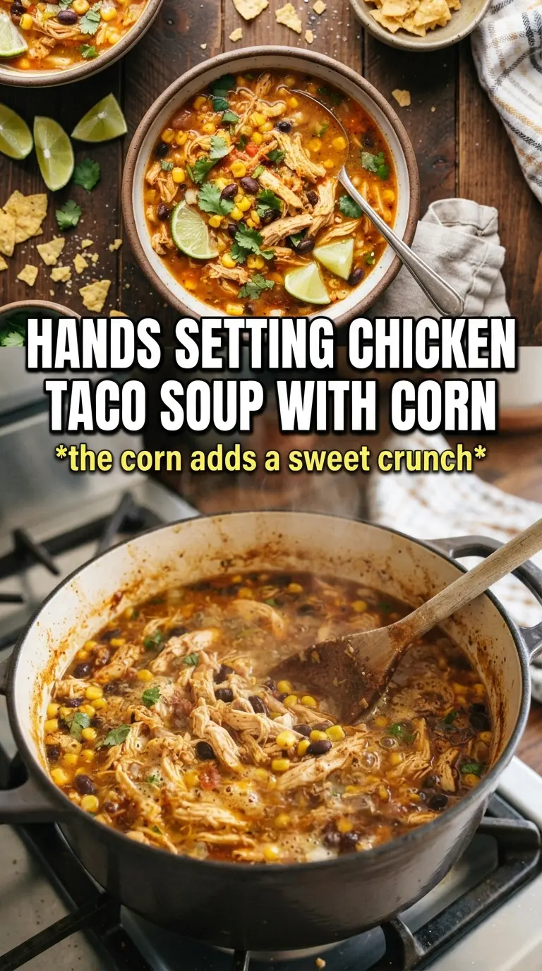 Chicken Taco Soup With Corn, brothy, hearty, Tex-Mex