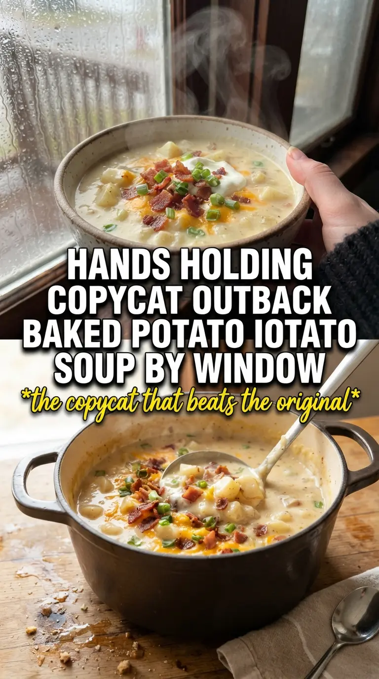 Copycat Outback baked potato soup creamy cheesy bacon