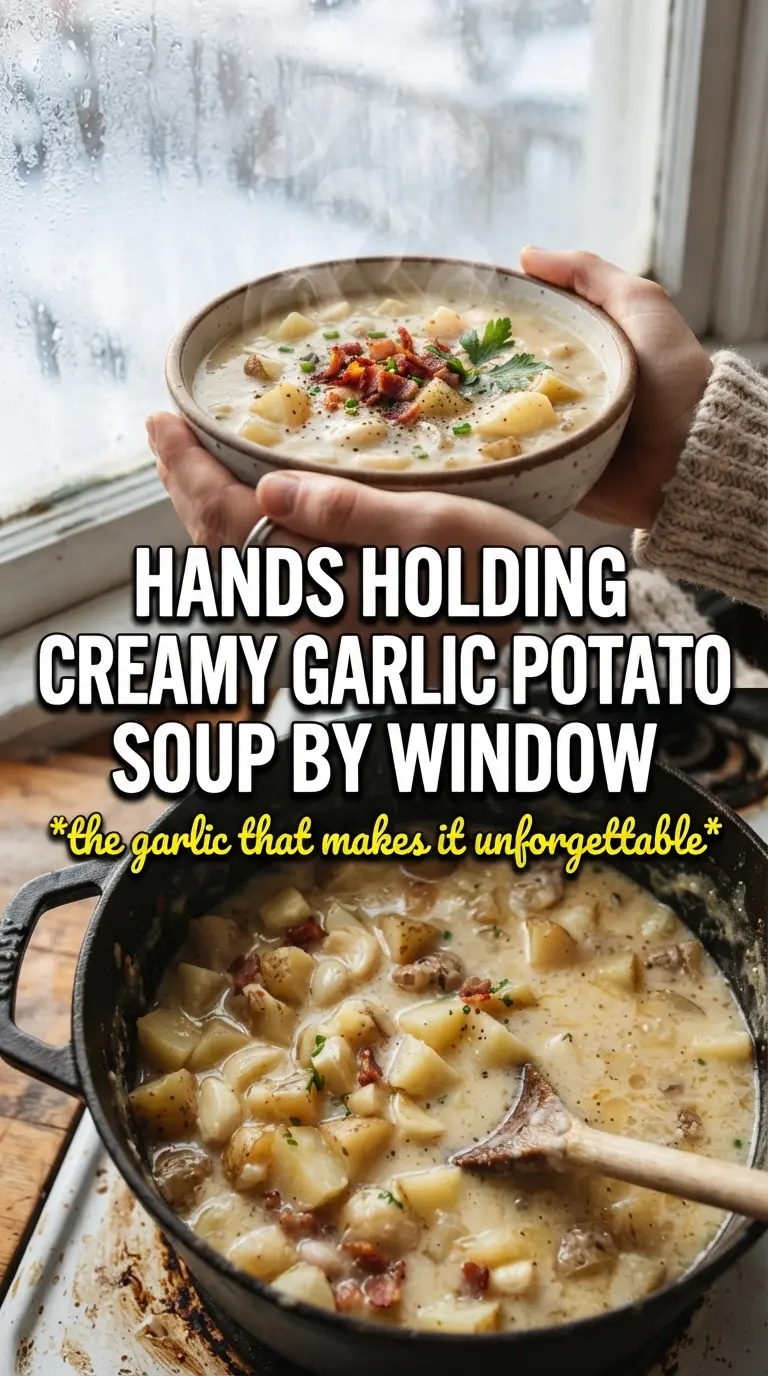 Creamy Garlic Potato Soup silky golden garlic