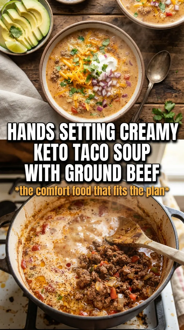 Creamy Keto Taco Soup With Ground Beef creamy spiced bowl