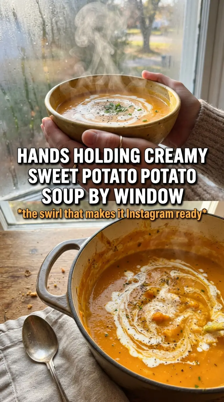 Creamy Sweet Potato Soup, silky orange, toasted pepitas