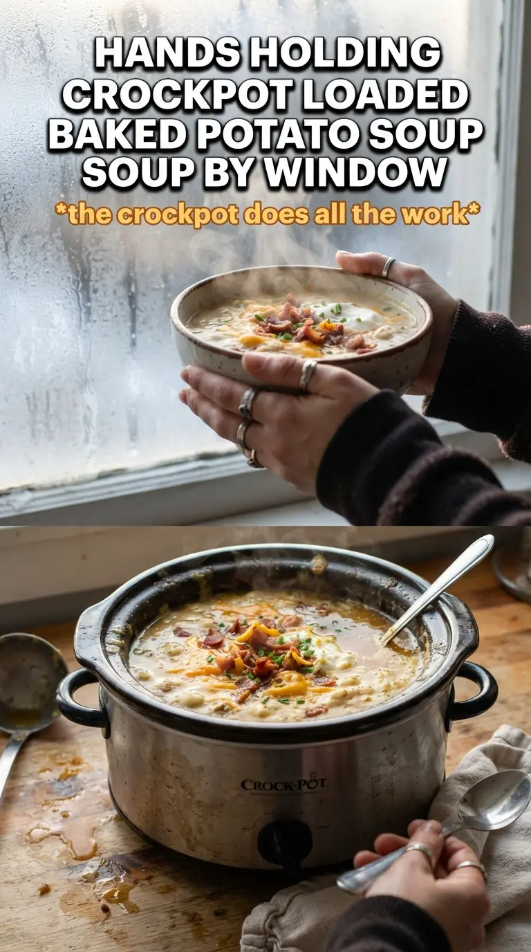 Crockpot Loaded Baked Potato Soup creamy cheesy