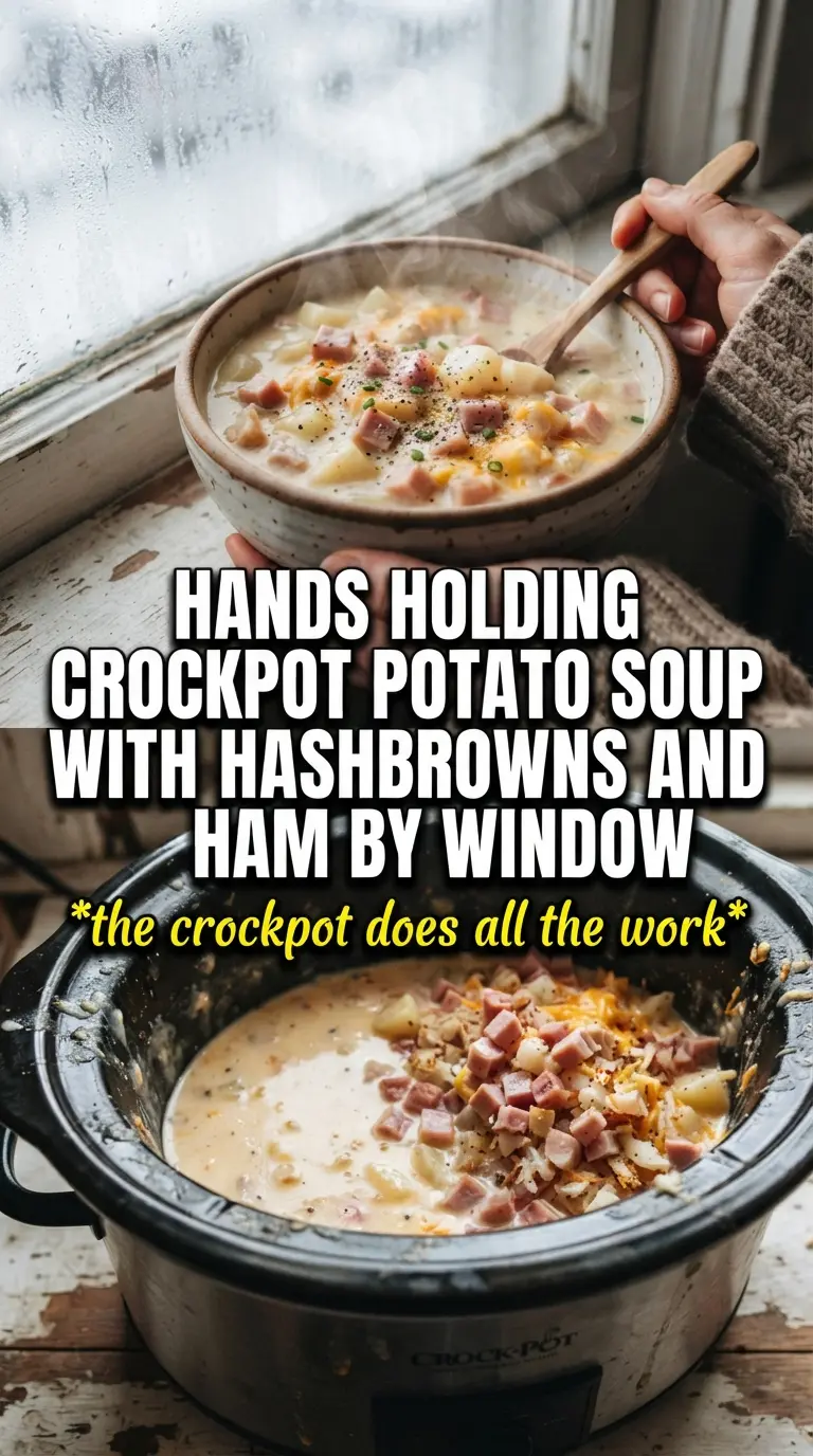 Crockpot potato soup with hashbrowns and ham creamy hearty