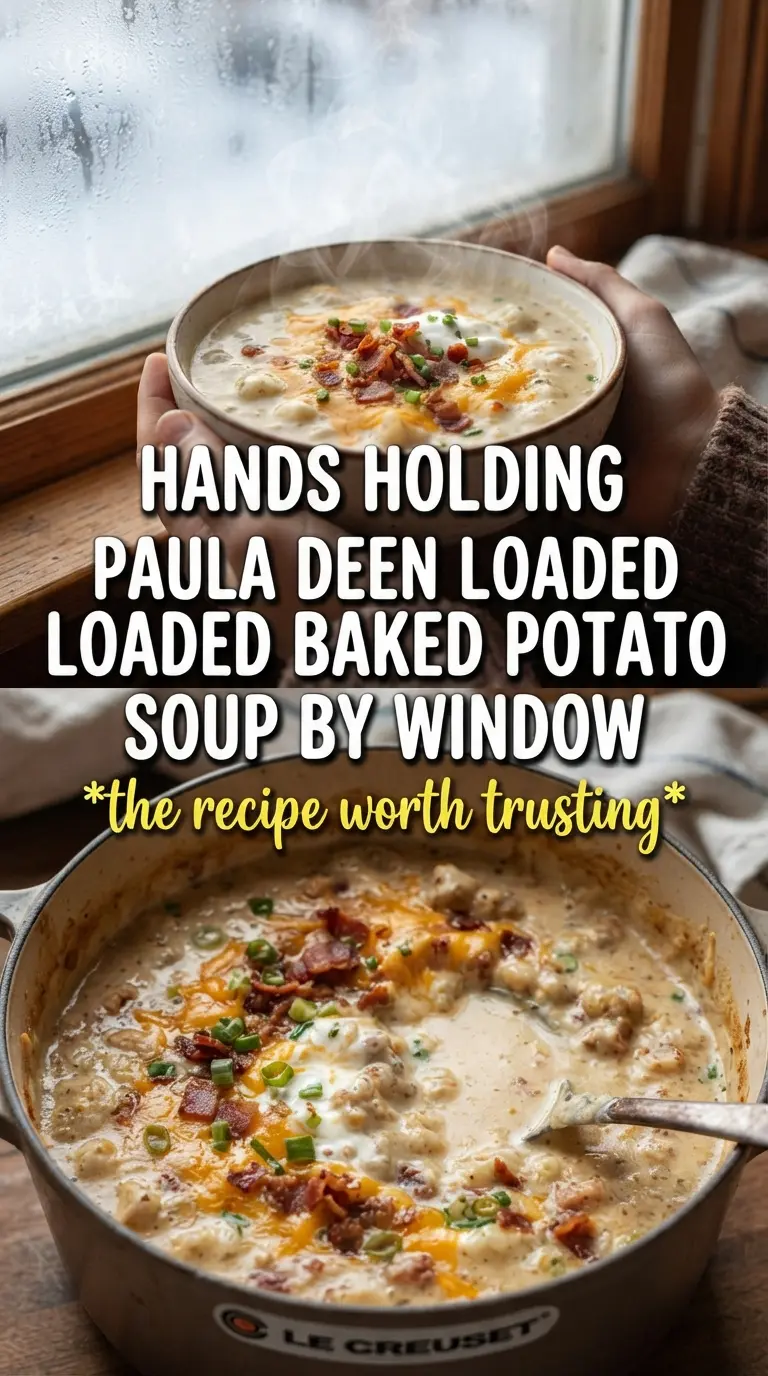 Paula Deen Loaded Baked Potato Soup creamy cheesy bacon
