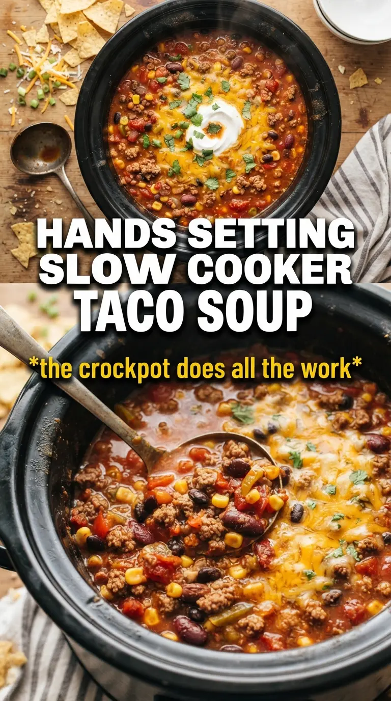 Slow Cooker Taco Soup hearty Tex-Mex loaded