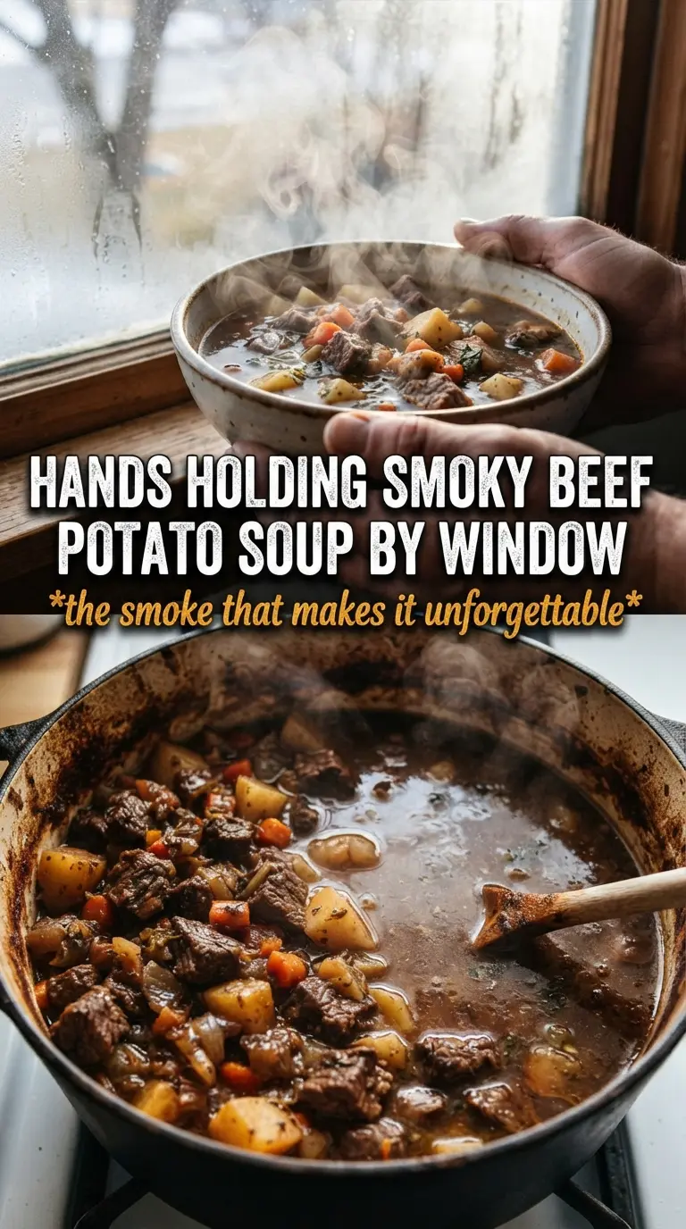 Smoky Beef Potato Soup deep mahogany hearty